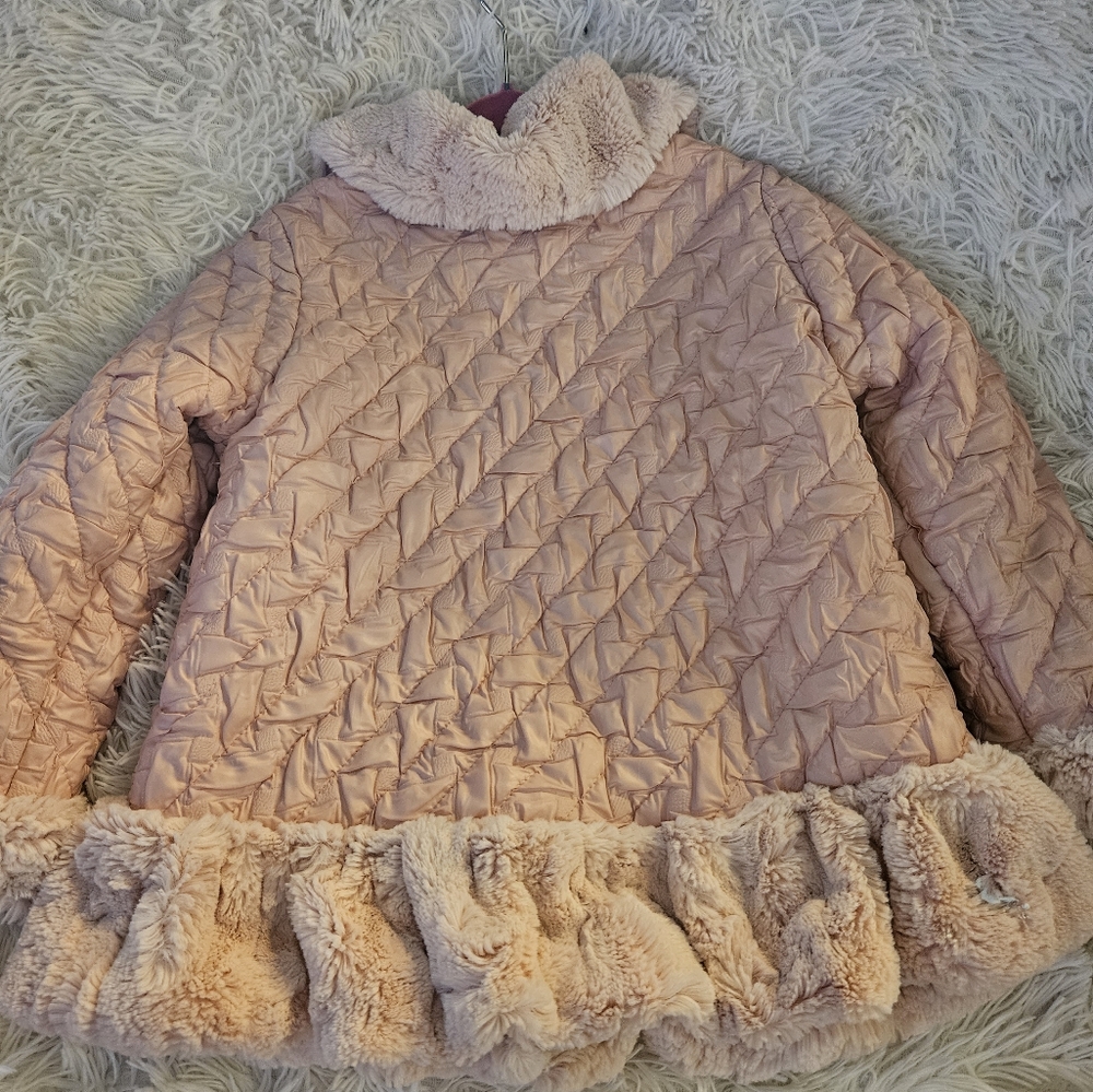 Lovely warm faux fur pink coat